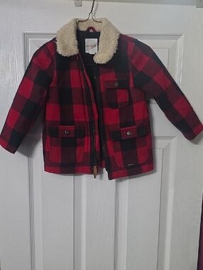 Cat & Jack Red and Black Buffalo Plaid Sherpa Collar Jacket